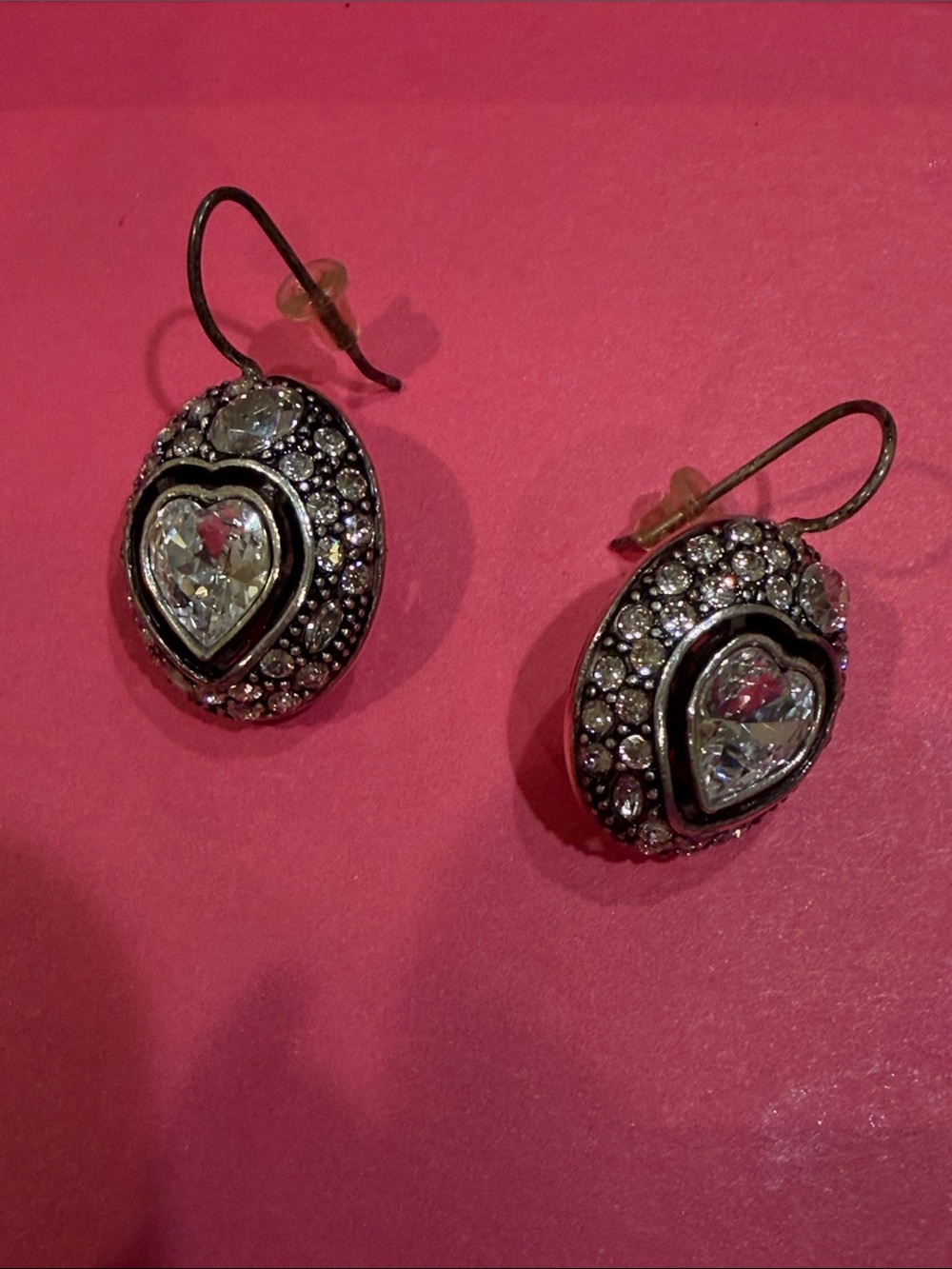 Brighton Silver-Tone Heart Crystal Drop Earrings - Women's Jewelry